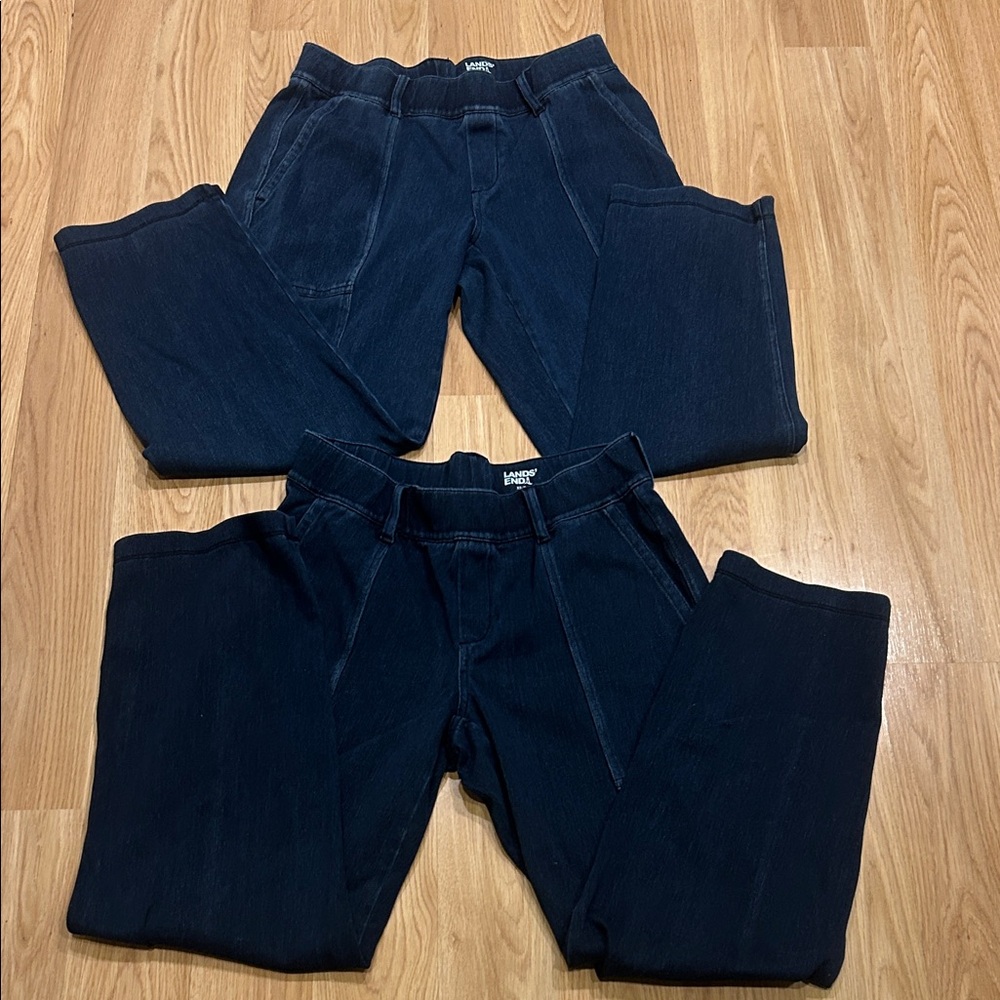 Lands End Starfish Straight Dark Blue Denim Pants Size XS 2-4 Qty 2 Pair